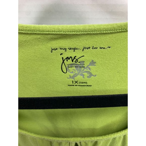 JMS Just My Size Womens Size 1X Green Tshirt Round Neck - Picture 3 of 3